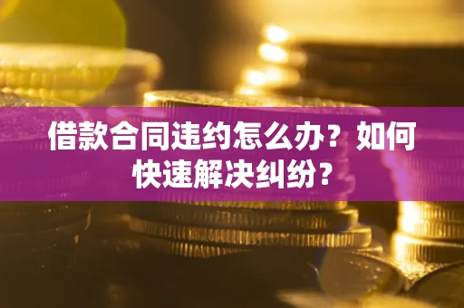 武汉借款合同违约怎么办？如何快速解决纠纷？